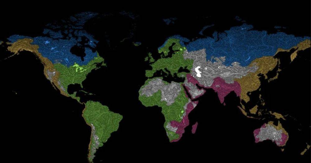Большую часть России окрасили в желто-синий: ученые создали самую полную карту рек мира (фото)