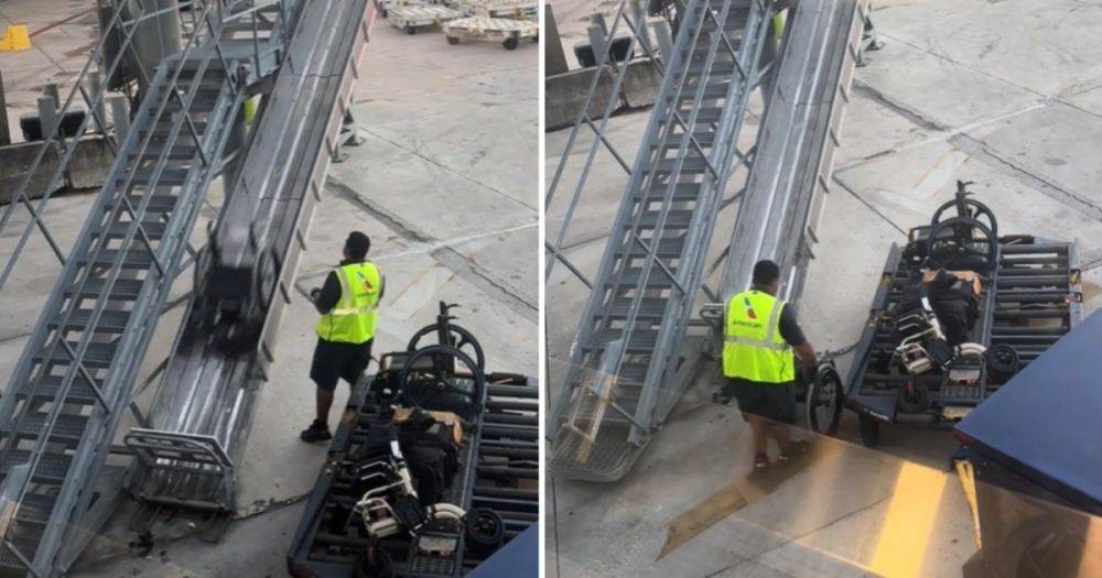 Очевидцы сняли на видео, как работники аэропорта издеваются над багажом (видео)