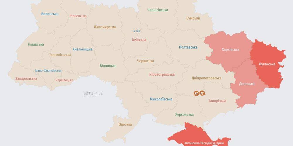 В восточных областях Украины объявлена тревога из-за угрозы баллистики