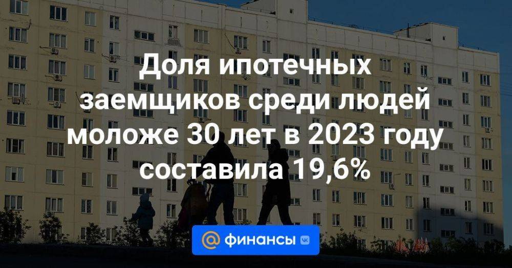 Доля ипотечных заемщиков среди людей моложе 30 лет в 2023 году составила 19,6%