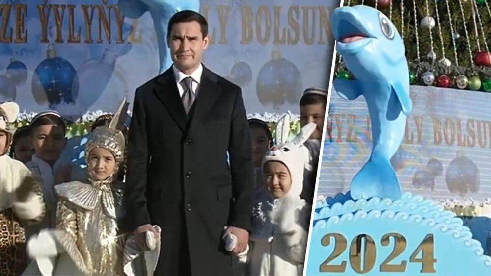 С.Бердымухамедов посетил главную елку Ашхабада. 2024 объявлен в Туркменистане годом рыбы