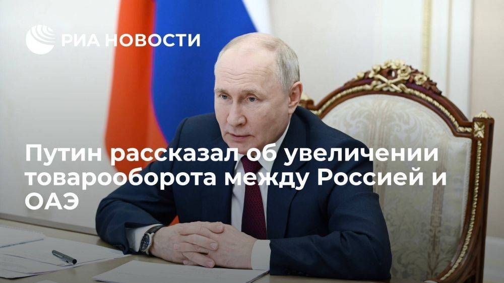 Путин: товарооборот между Россией и ОАЭ вырос более чем на 67 процентов