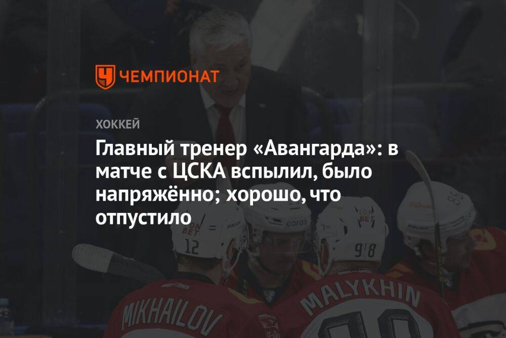 Главный тренер «Авангарда»: в матче с ЦСКА вспылил, было напряжённо; хорошо, что отпустило