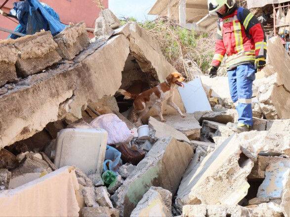 Украинские спасатели ГСЧС продолжают работать на месте разрушений в Турции