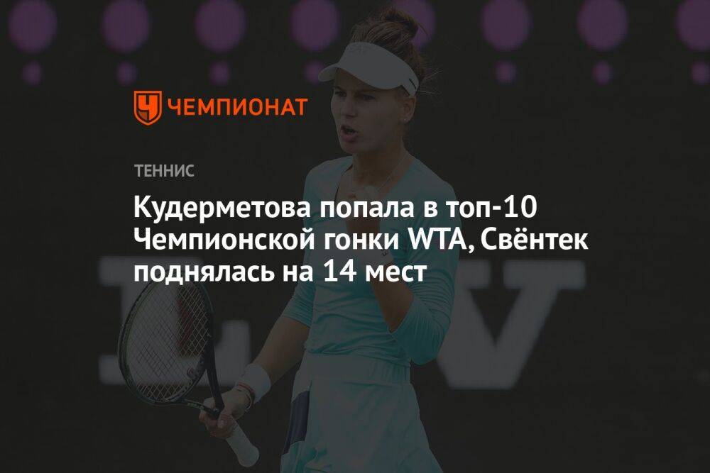 Кудерметова попала в топ-10 Чемпионской гонки WTA, Свёнтек поднялась на 14 мест
