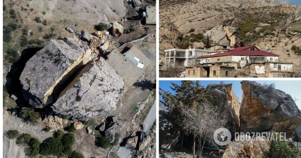 Землетрясение в Турции – огромная часть скалы врезалась в дом и раскололась