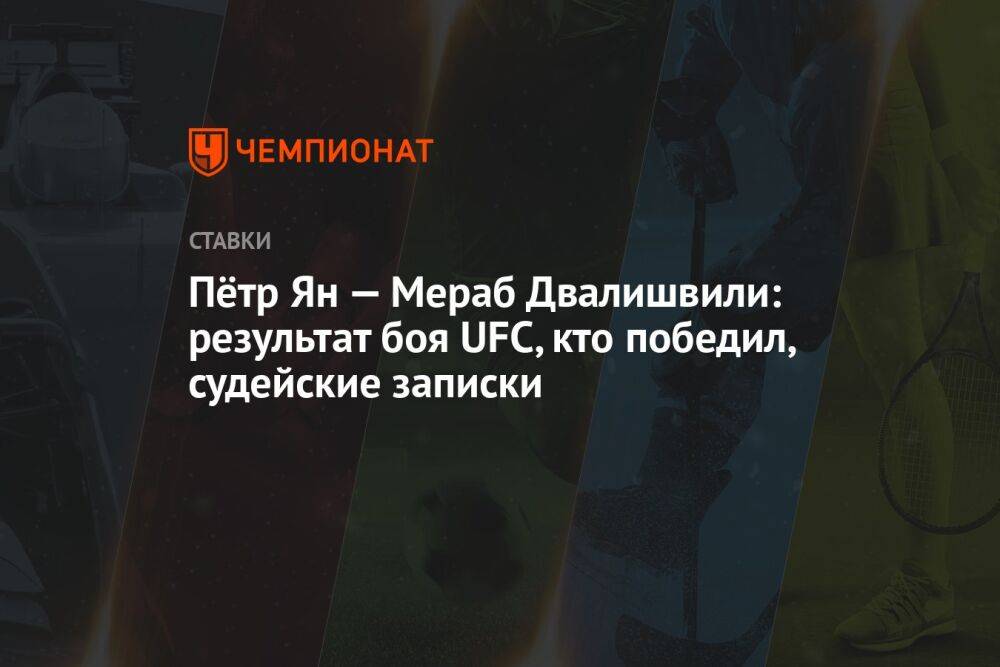 Пётр Ян — Мераб Двалишвили: результат боя UFC, кто победил, судейские записки