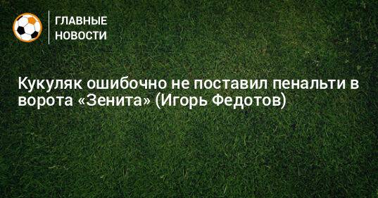 Кукуляк ошибочно не поставил пенальти в ворота «Зенита» (Игорь Федотов)