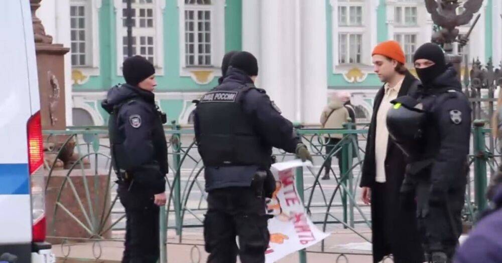 В РФ силовики задержали пикетчика за плакат с Котом Леопольдом