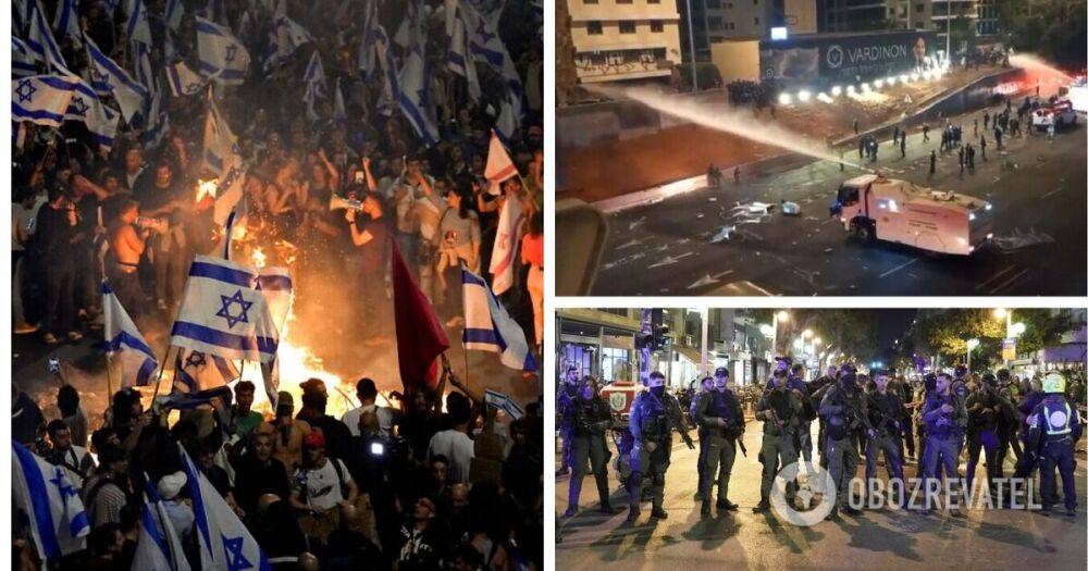 Протесты в Израиле против судебной реформы – полиция применила водометы, чтобы разогнать массовый митинг – фото, видео