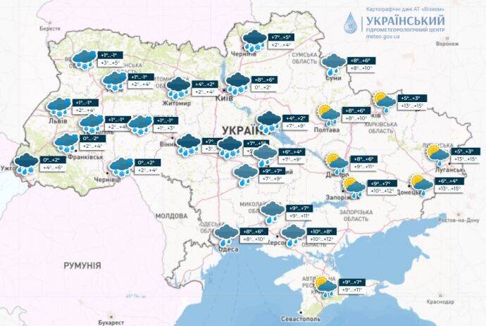 До кінця місяця в Україні очікують дощі, сильний вітер і похолодання