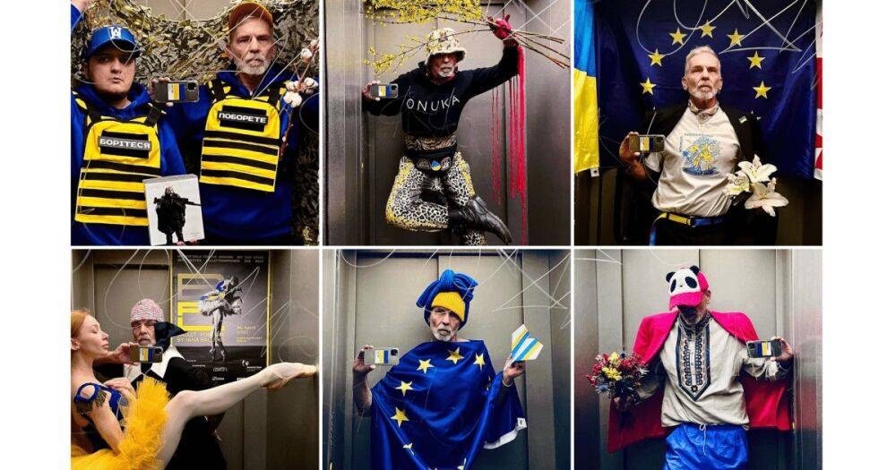 Немецкому стилисту запретили делать в лифте селфи в поддержку Украины (видео)