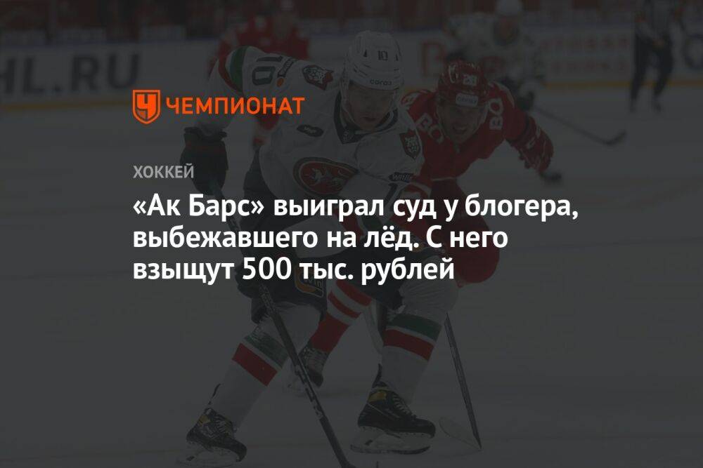«Ак Барс» выиграл суд у блогера, выбежавшего на лёд. С него взыщут 500 тыс. рублей