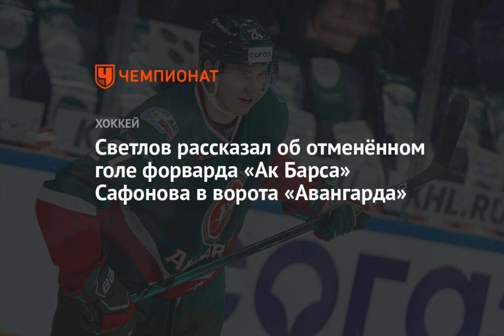 Светлов рассказал об отменённом голе форварда «Ак Барса» Сафонова в ворота «Авангарда»