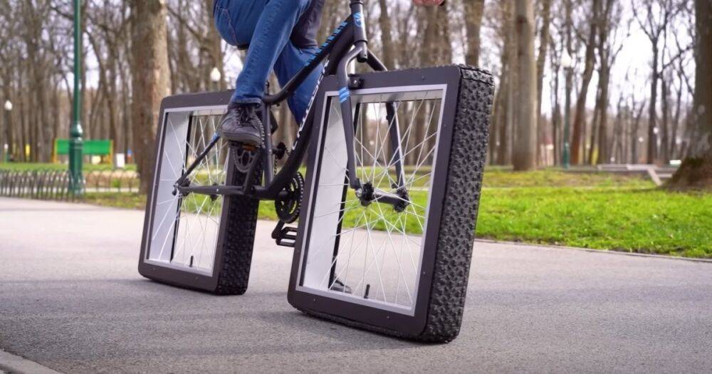 Умелец создал странный велосипед с квадратными колесами: на нем можно ездить (видео)