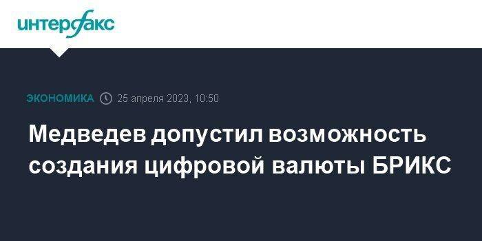 Медведев допустил возможность создания цифровой валюты БРИКС