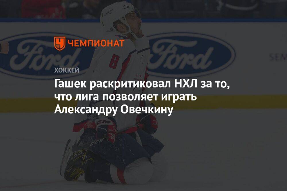 Гашек раскритиковал НХЛ за то, что лига позволяет играть Александру Овечкину