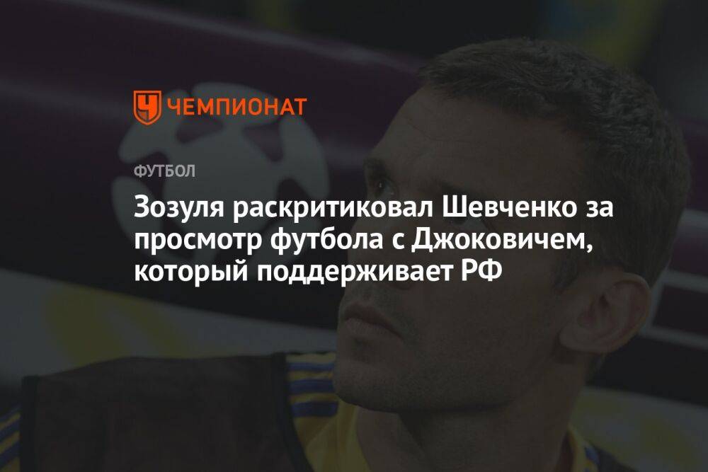 Зозуля раскритиковал Шевченко за просмотр футбола с Джоковичем, который поддерживает РФ