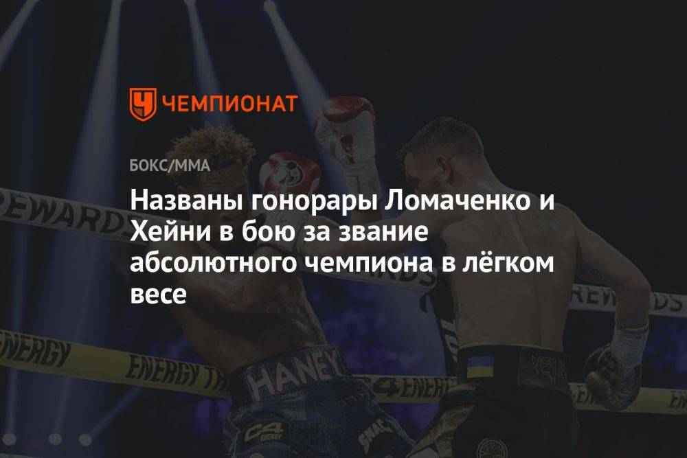 Названы гонорары Ломаченко и Хейни в бою за звание абсолютного чемпиона в лёгком весе
