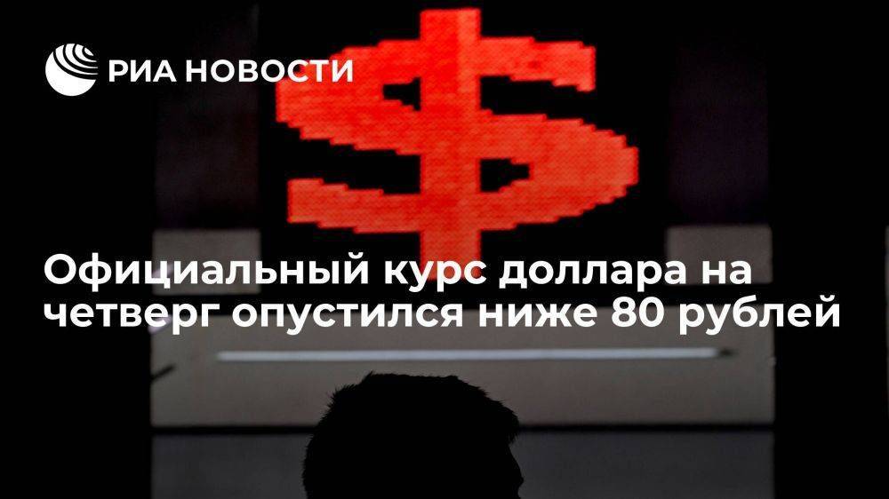 Официальный курс доллара на четверг составил 79,97 рубля