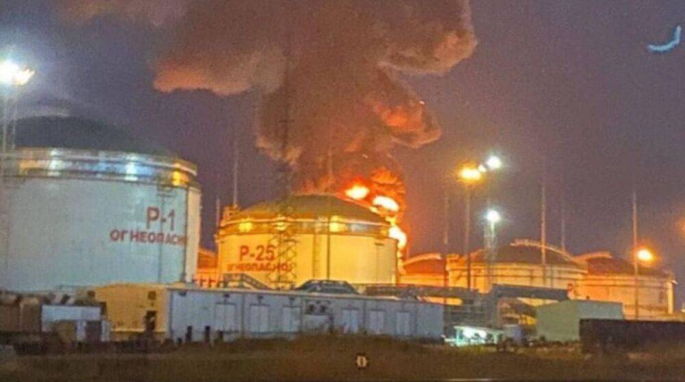 В рф снова «хлопки», горит нефтебаза в Краснодарском крае