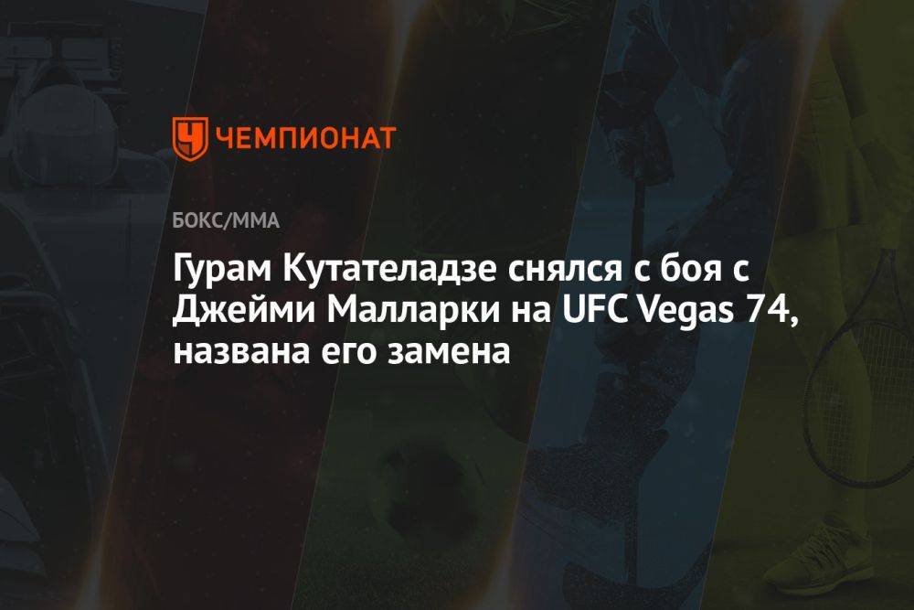 Гурам Кутателадзе снялся с боя с Джейми Малларки на UFC Vegas 74, названа его замена