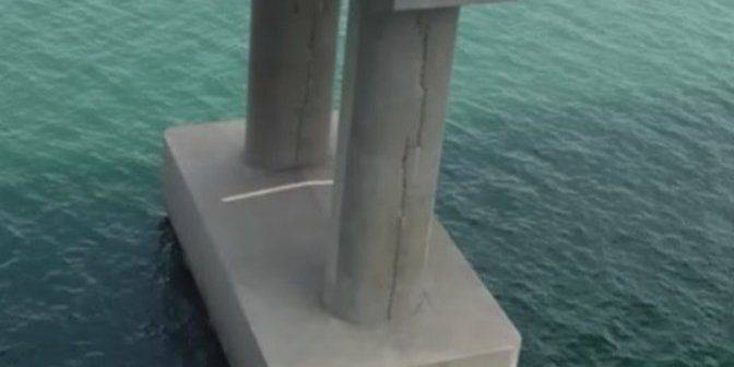 «Устали, пора». На опорах Крымского моста появились трещины — фото