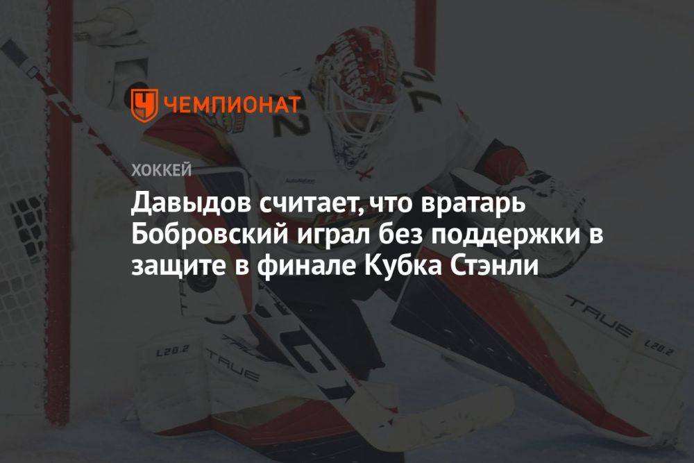 Давыдов считает, что вратарь Бобровский играл без поддержки в защите в финале Кубка Стэнли