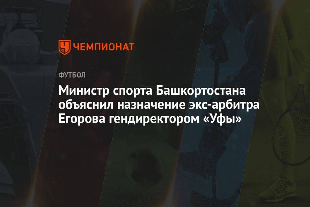 Министр спорта Башкортостана объяснил назначение экс-арбитра Егорова гендиректором «Уфы»