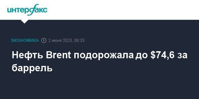 Нефть Brent подорожала до $74,6 за баррель