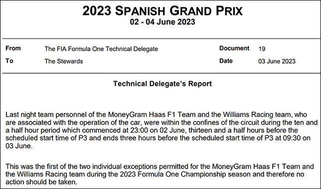 Haas F1 и Williams нарушили правило комендантского часа