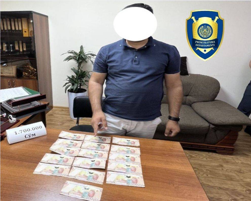 В Ташкенте при получении денег от предпринимателя задержан начальник отдела СЭС