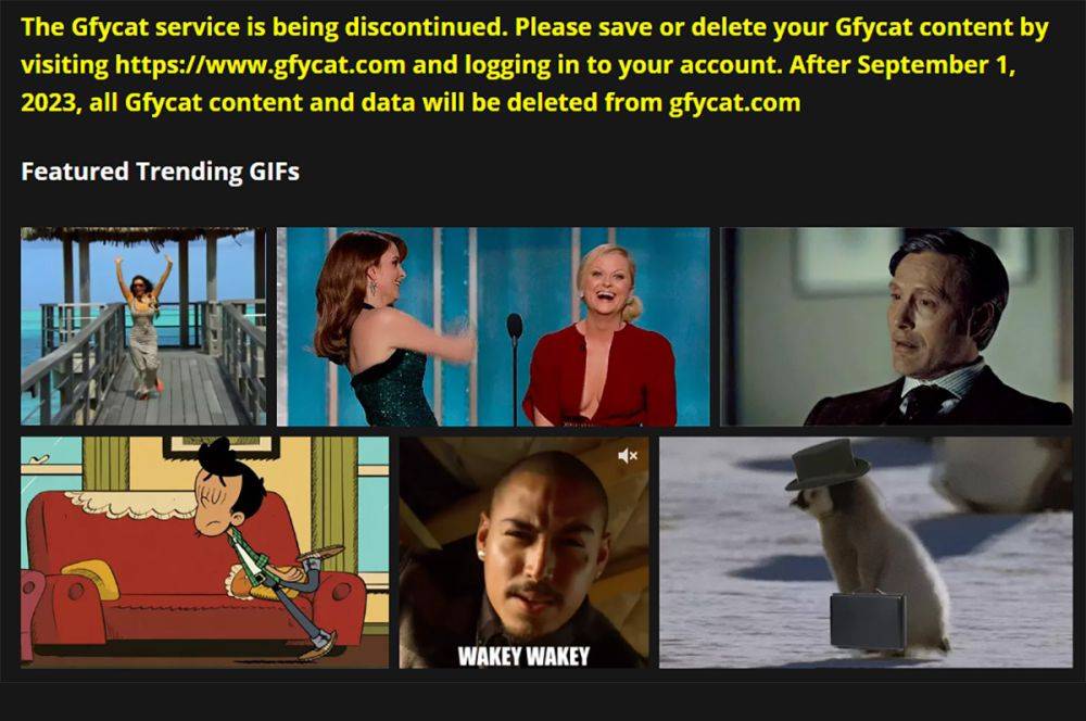 Gfycat закрывается — 1 сентября сервис окончательно прекратит работу и удалит все гифки
