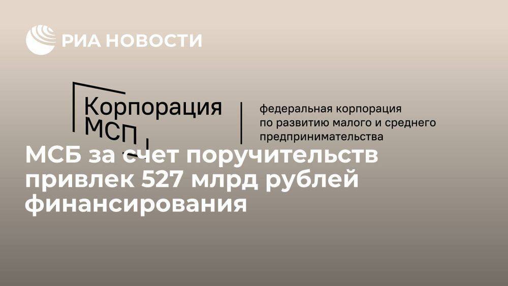 МСБ за счет поручительств привлек 527 млрд рублей финансирования
