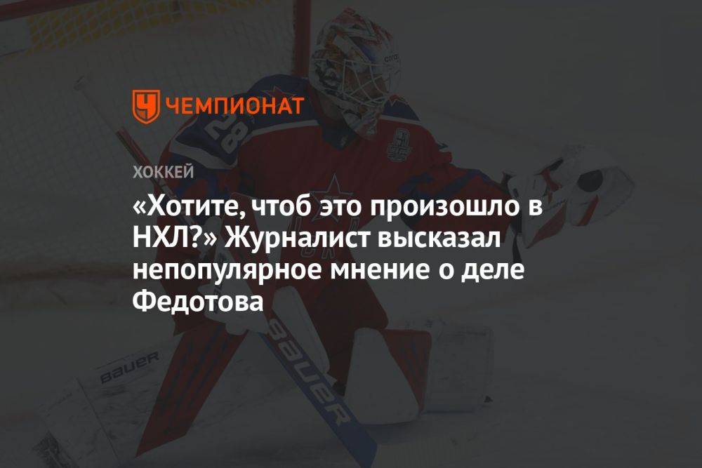 «Хотите, чтоб это произошло в НХЛ?» Журналист высказал непопулярное мнение о деле Федотова