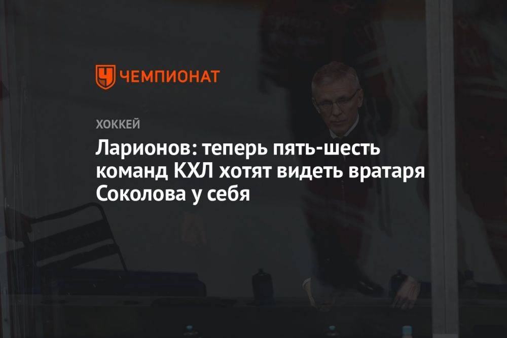Ларионов: теперь пять-шесть команд КХЛ хотят видеть вратаря Соколова у себя
