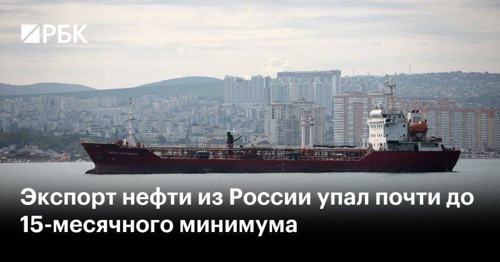Экспорт нефти из России упал почти до 15-месячного минимума