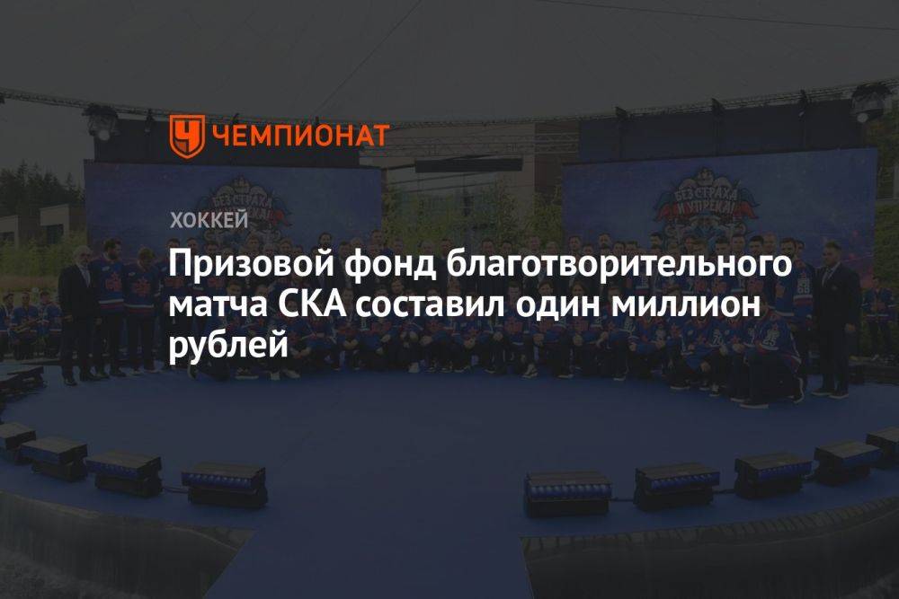 Призовой фонд благотворительного матча СКА составил один миллион рублей