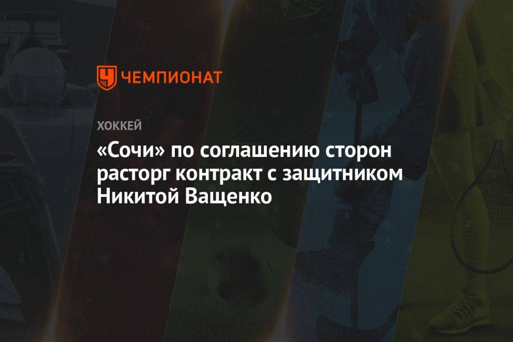 «Сочи» по соглашению сторон расторг контракт с защитником Никитой Ващенко