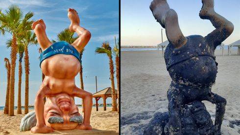 Вандалы подожгли статую Бен-Гуриона на пляже в Тель-Авиве