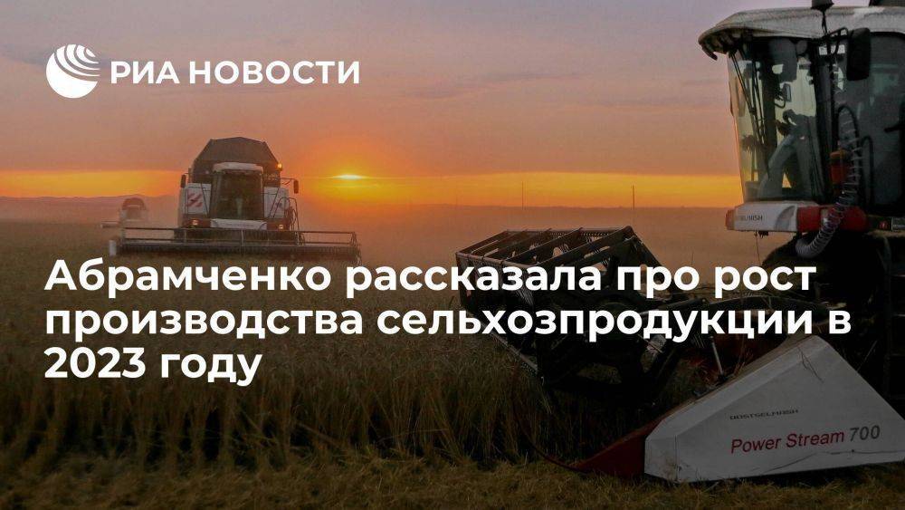 Абрамченко: рост производства сельхозпродукции в России в 2023 году оценили в 2%