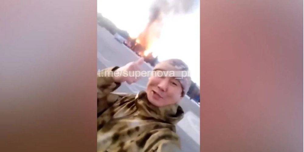 «Смотрите приколюху». Оккупант обрадовался пожару в штабе 70-го гвардейского полка в Чечне — видео