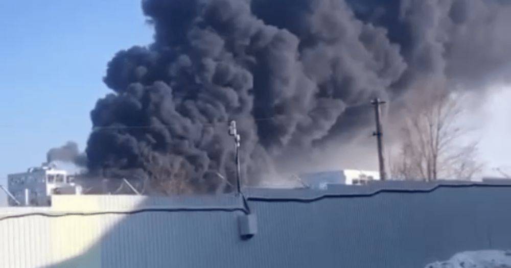 Небо в дыму: в Ростовской области горит полиэфирный завод, есть раненые (видео)