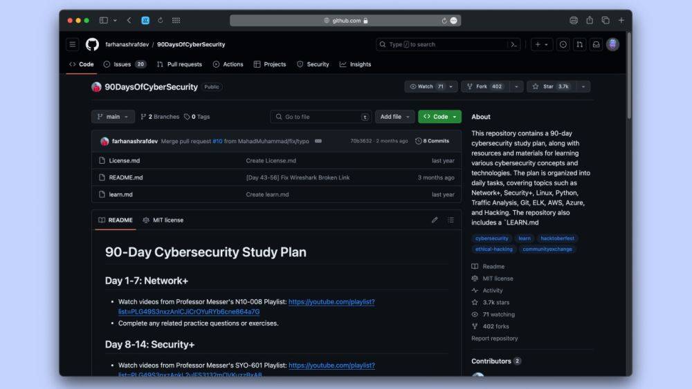 На GitHub опубликовали план изучения информационной безопасности за 90 дней