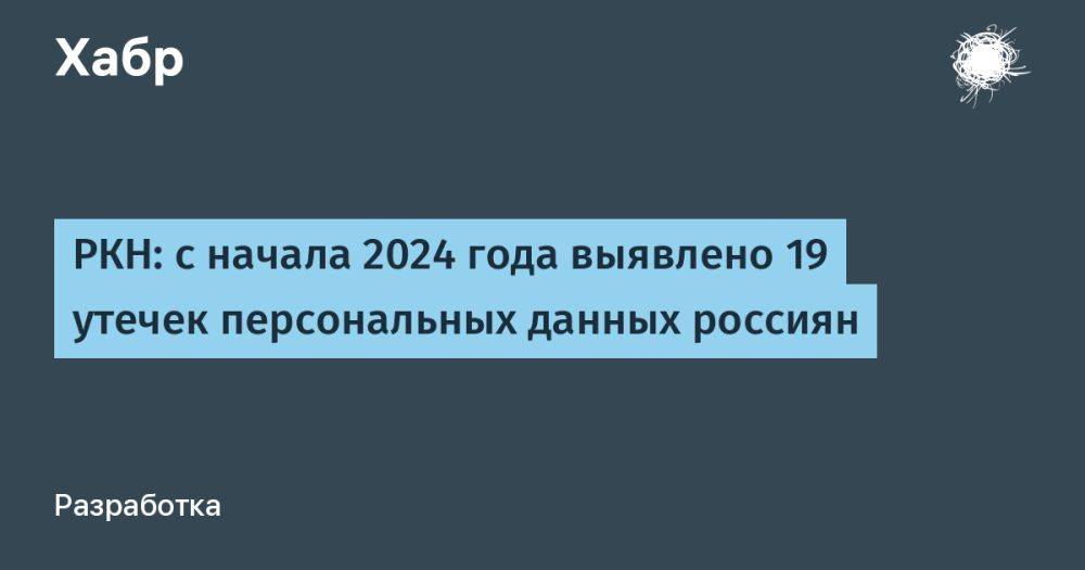 РКН: с начала 2024 года выявлено 19 утечек персональных данных россиян