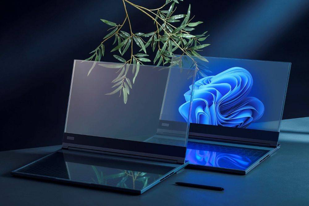 Появилось новое фото прототипа ноутбука Lenovo с прозрачным дисплеем