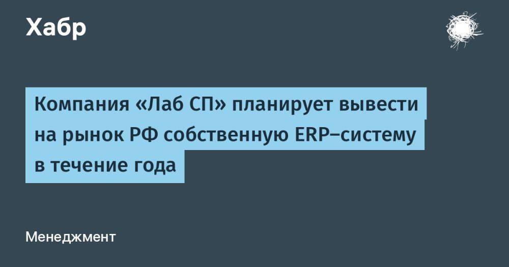 Компания «Лаб СП» планирует вывести на рынок РФ собственную ERP-систему в течение года