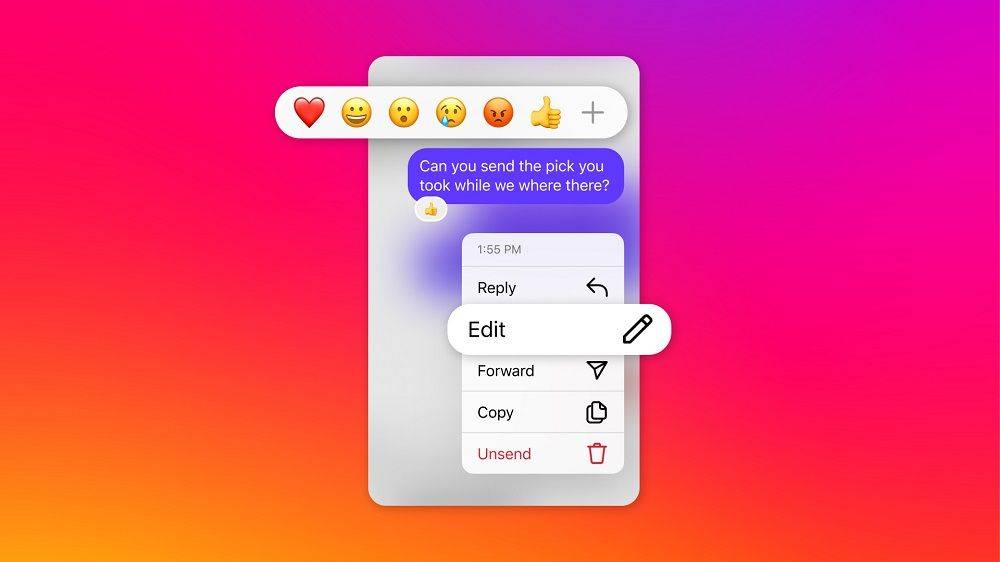 Instagram* теперь позволяет редактировать личные сообщения в течение 15 минут после их отправки