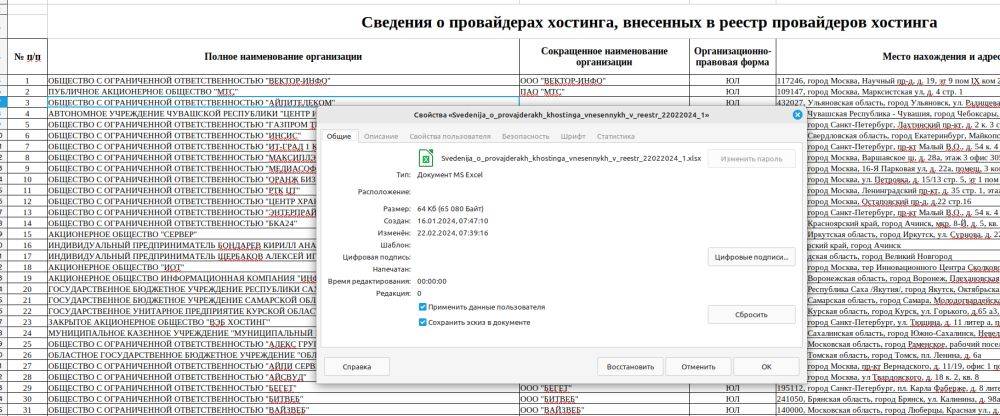 РКН опубликовал в общем доступе пятую версию реестра хостинг-провайдеров, работающих в РФ