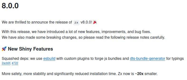 Google выпустила открытый инструментарий zx v8.0.0
